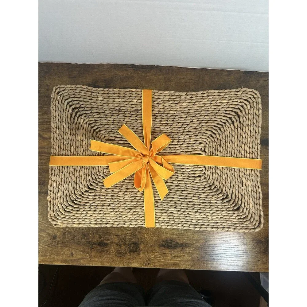 Set of 4 Woven Natural Fiber Placemats Rectangle Boho Farmhouse 18x12 Decor